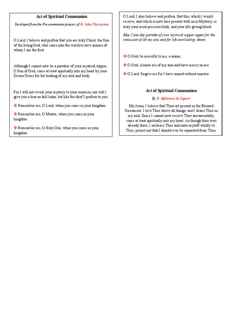 Act of Spiritual Communion | PDF