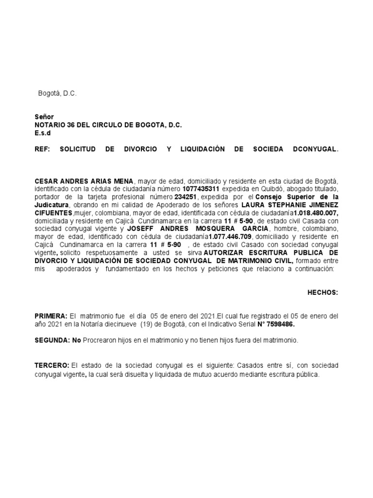 Solicitud de Divorcio de Laura y Joseff | PDF | Divorcio | Matrimonio