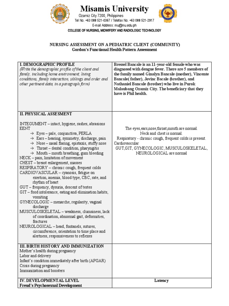 Nursing Assessment - Pediatric Clients in The Community New 1 1 | PDF ...