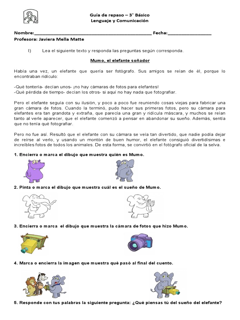 Guía de Lenguaje 3° Básico: Mumo | PDF | Artes del Lenguaje y Comunicación