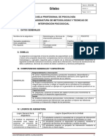 Sílabo - Metodologías y Tecnicas de Intervención Psicosocial - 2023-I - Psicología PDF