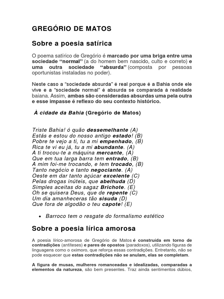 Poesia Satírica e Lírico-Amorosa de Matos | PDF | Amor | Salvação
