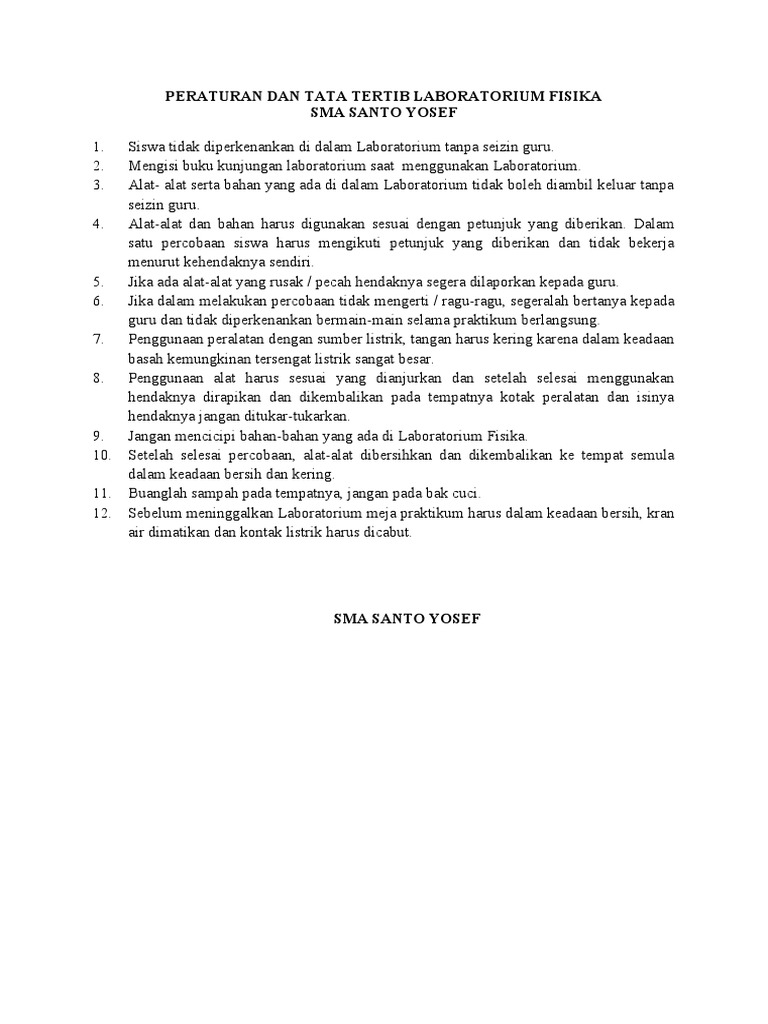 Tata Tertib Laboratorium Fisika PDF