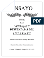 Ensayo Sobre Las Ventajas y Desventajas Del Internet - CAMARGO HERNÁNDEZ YORDI BRAD