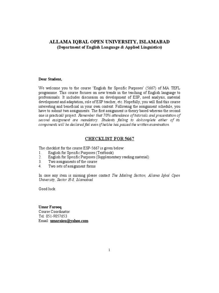 5667English for Specific Purposes Lesson Plan Tutor