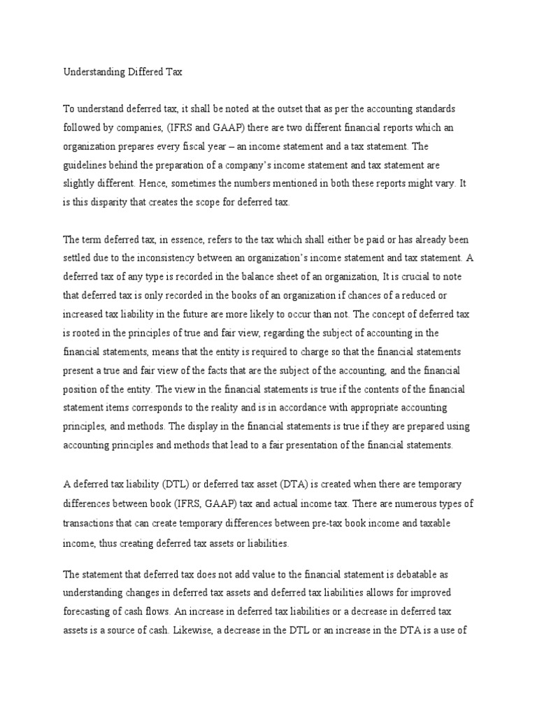 Understanding Differed Tax | PDF | Deferred Tax | Taxes