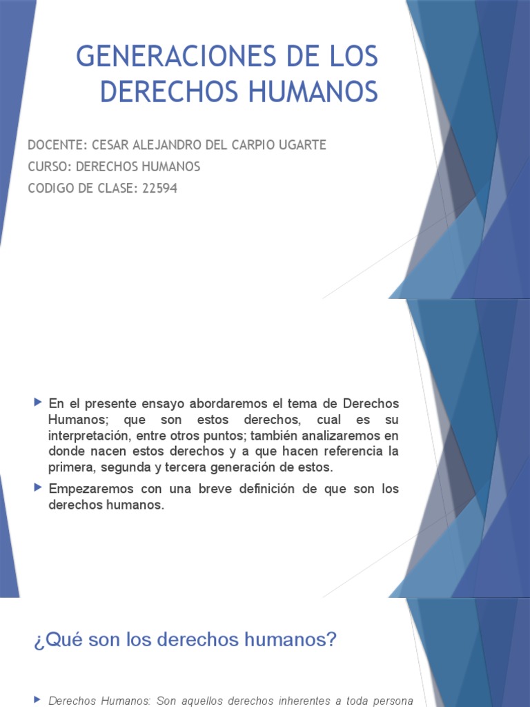 Generaciones de Los Derechos Humanos | PDF | Derechos | Derechos humanos