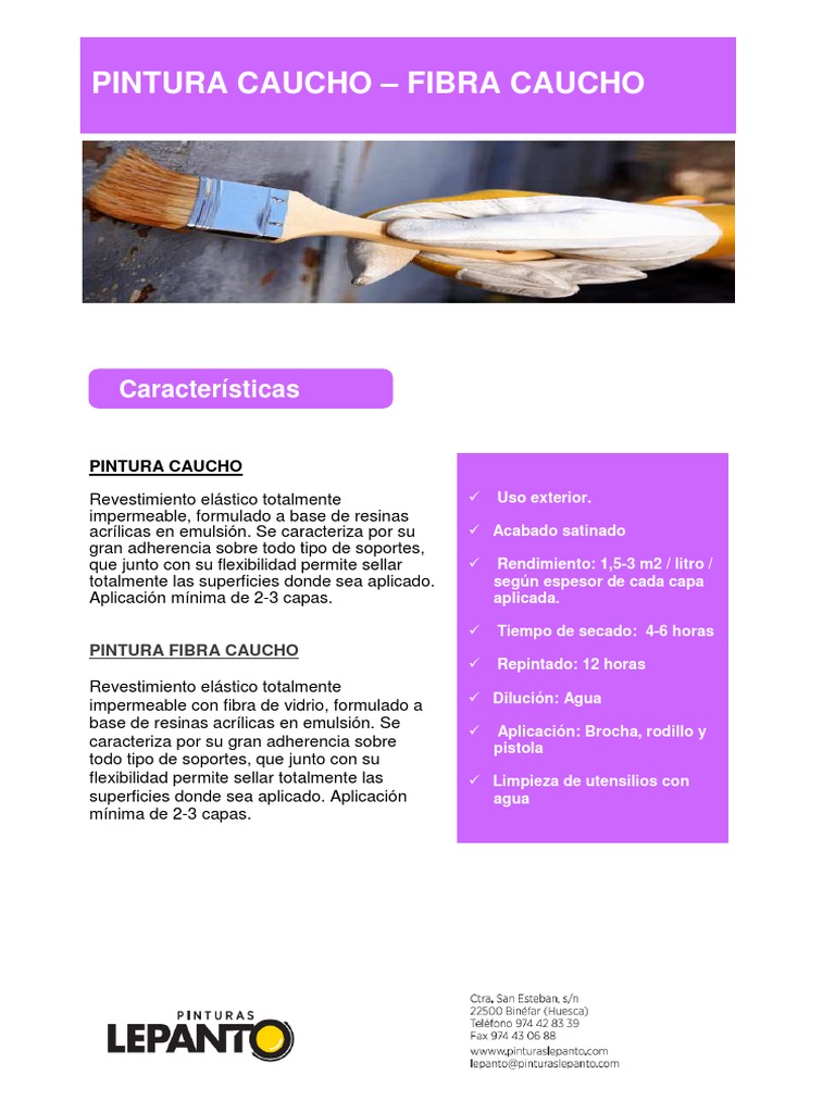 Ficha Comercial Pintura Caucho-Fibra Caucho, PDF, Pintar