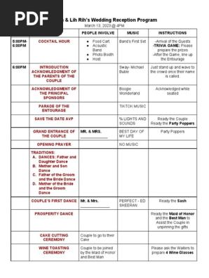 Wedding Reception Program 2023