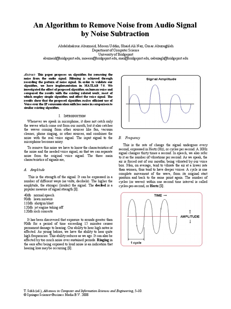 An Algorithm To Remove Noise From Audio Signal by Noise Subtraction