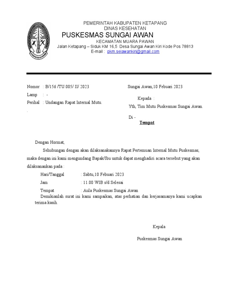 Undangan Rapat Mutu | PDF