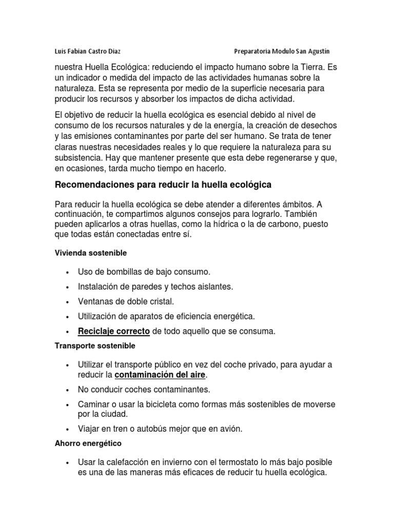 Huella Ecologica | PDF | Contaminación | Reciclaje