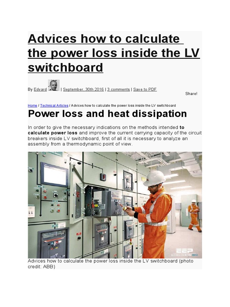 Advices How To Calculate The Power Loss Inside The LV Switchboard PDF