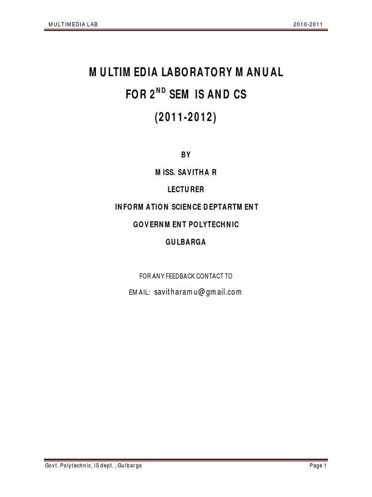 Multimedia Lab Manual for Animation | PDF | Adobe Photoshop | Adobe Flash