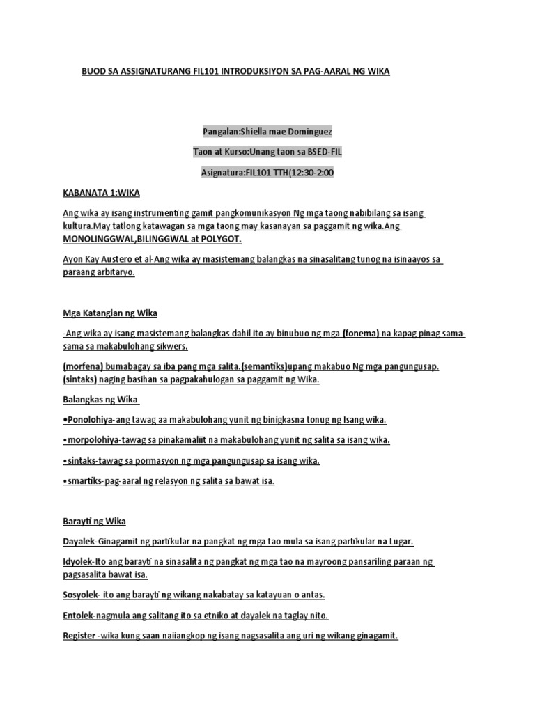 Buod Fil101 | PDF