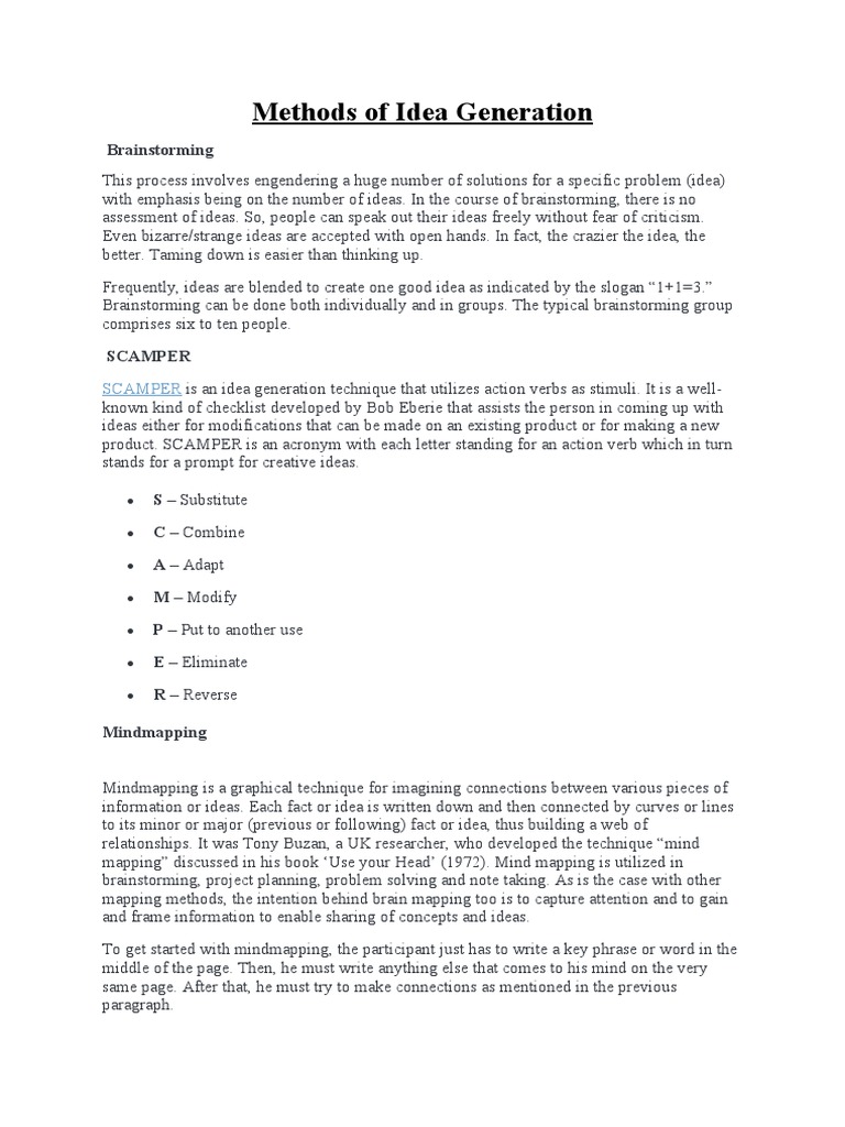 Checklist Method Of Idea Generation