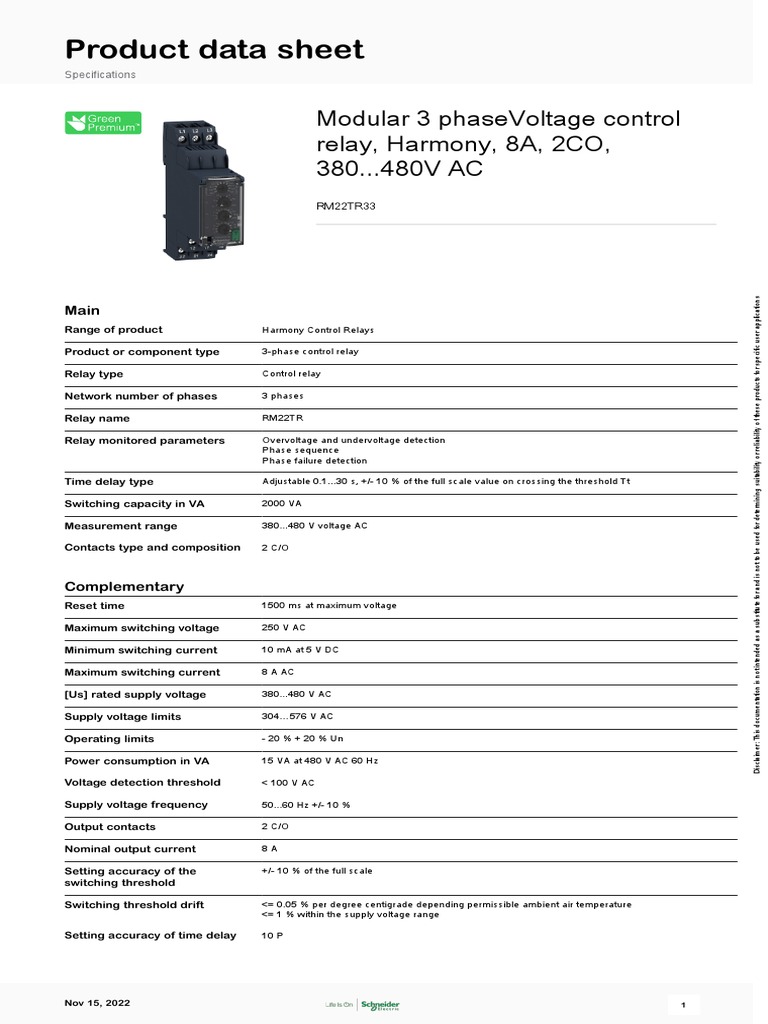 RM22TR33 Harmony Control Relay Specs | PDF | Relay | Alternating Current