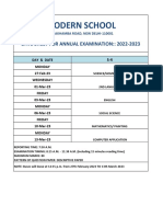 Modern School Delhi Date Sheet Annual Exams 2022-23