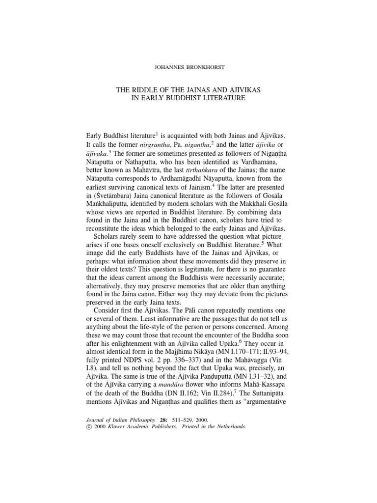 Jainas and Ajivikas in Early Buddhism | PDF | Gautama Buddha | Determinism