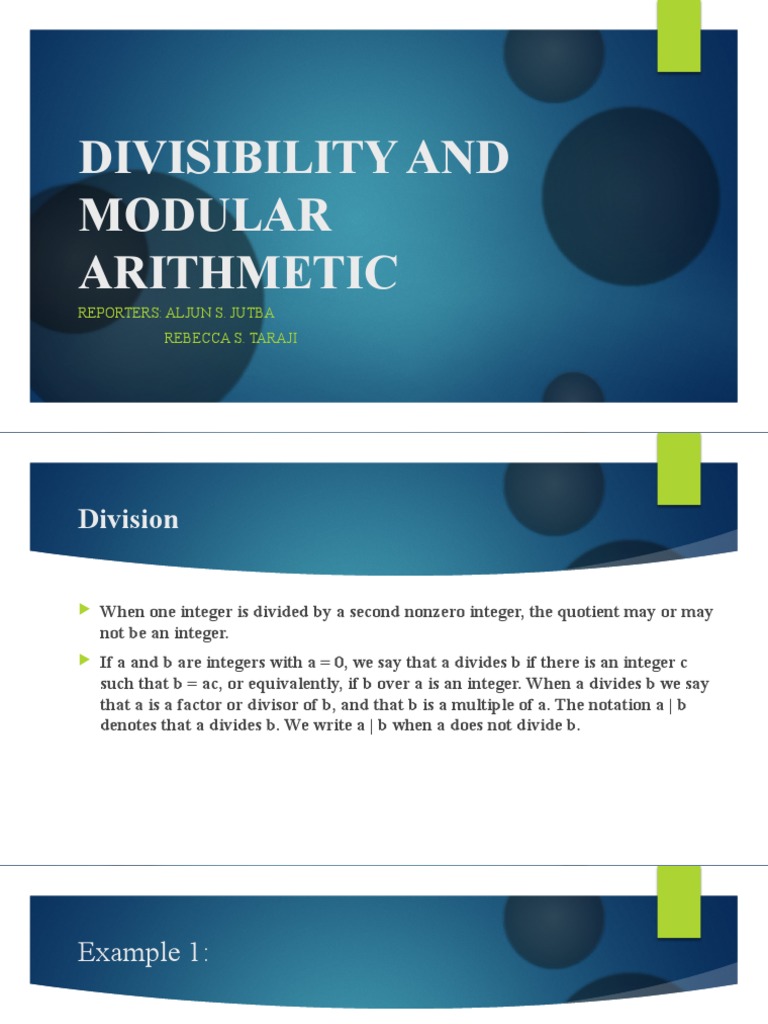 Division and Modular Arithmetic Basics | PDF | Division (Mathematics ...