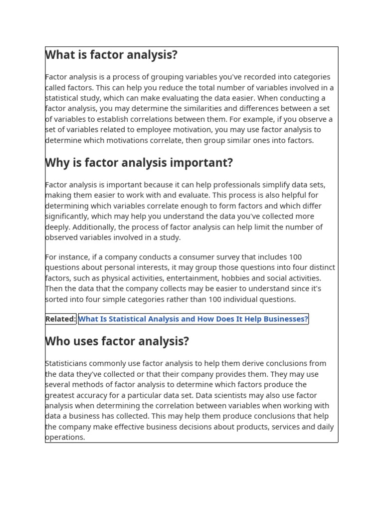 What Is Factor Analysis | PDF