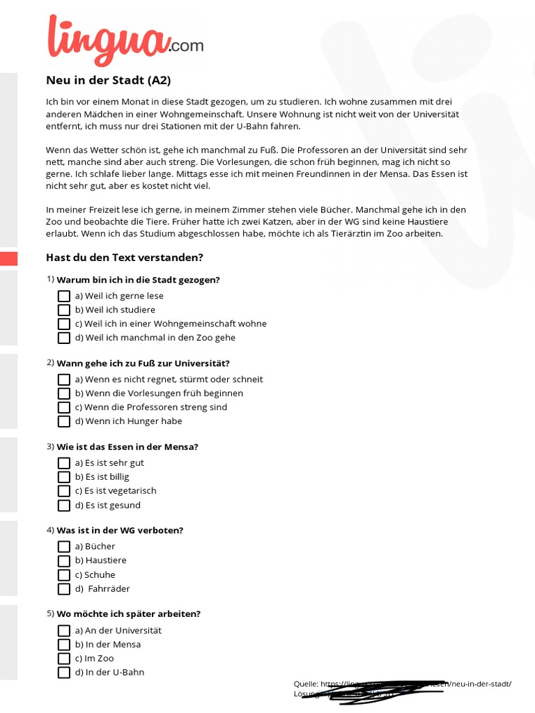 PDF - Storage - Deutsch Text Neu in Der Stadt | PDF