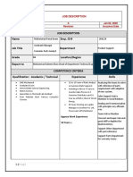 Job Description (Cummins Parts Analyst Faisal Imam)