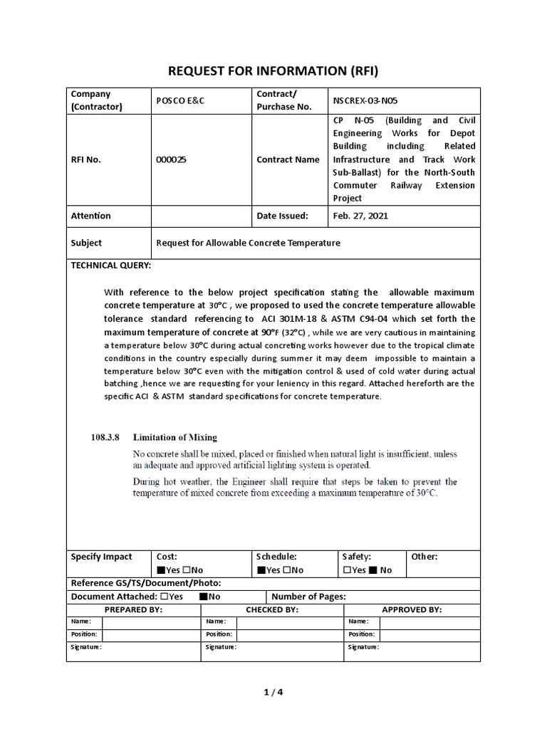 Aci Maximum Concrete Temperature At Placement