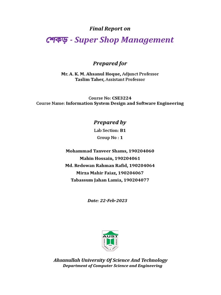 Super Shop Management System Report | PDF | Unit Testing | Software ...