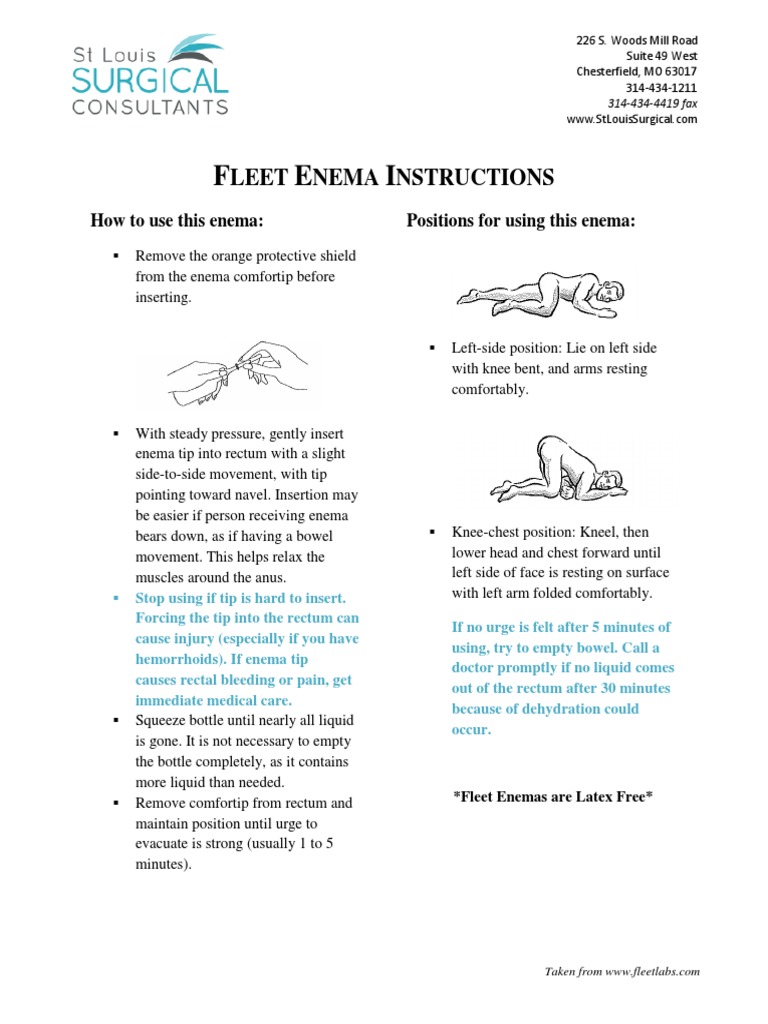 Fleet Enema Instructions 2020 04 14 PDF Rectum Digestive System