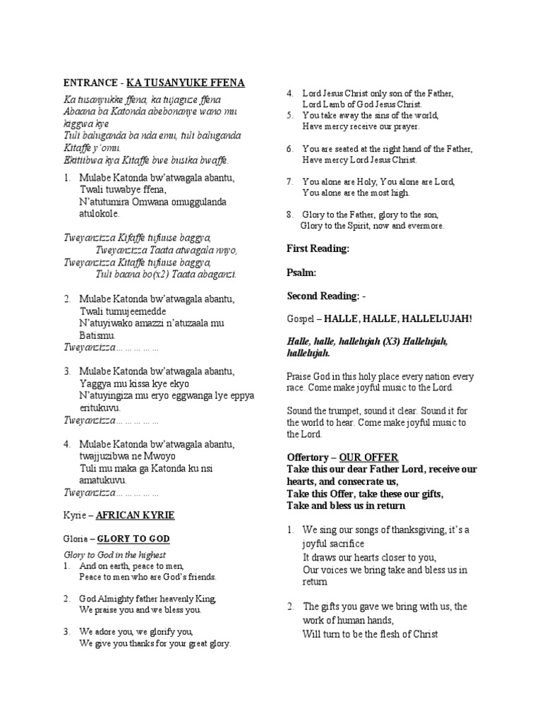 TENOR PROGRAM 6th Sunday in Ordinary Time Friday 12th 2023 | PDF ...