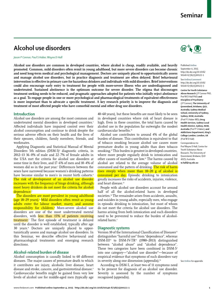 Alcohol Use Disorders 2016 Lancet PDF Alcoholism Reward System