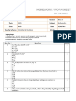 Homework / Worksheet: Campus Session Topic Subject Class Date Teacher's Name Marks