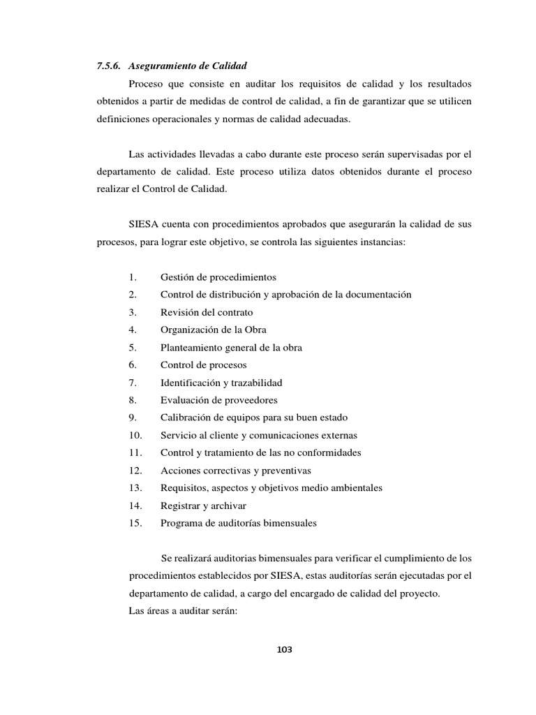 Aseguramiento de Calidad en SIESA | PDF