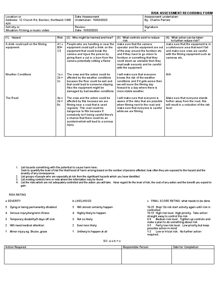 Risk Assessment Church | PDF | Risk | Hazards