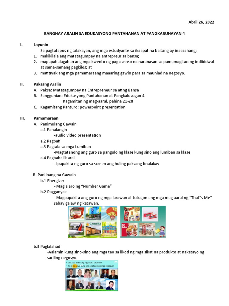 EPP Lesson Plan | PDF