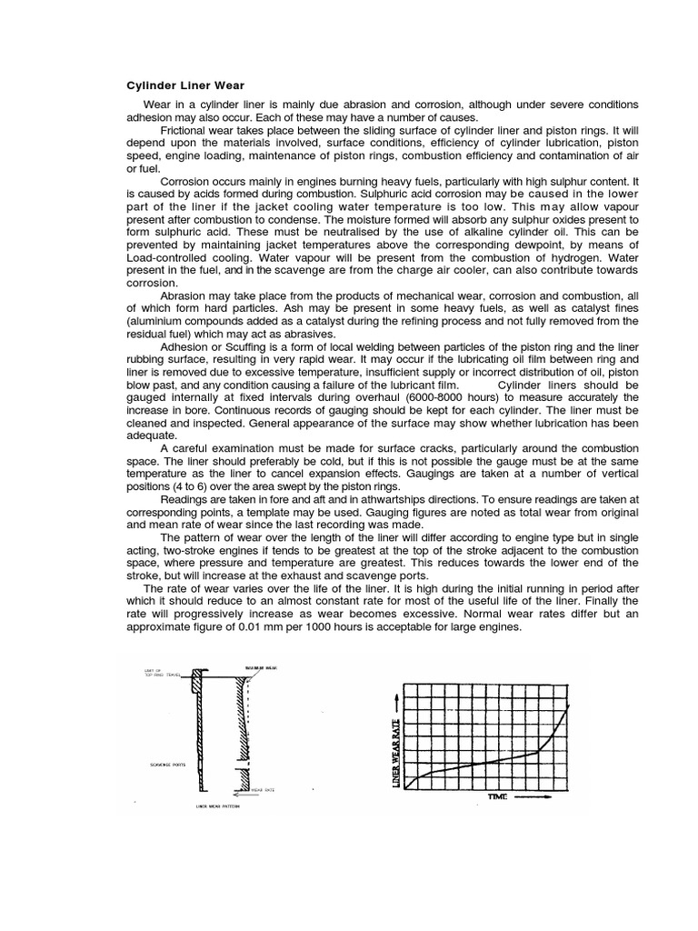 Cylinder Liner Wear PDF Wear Piston