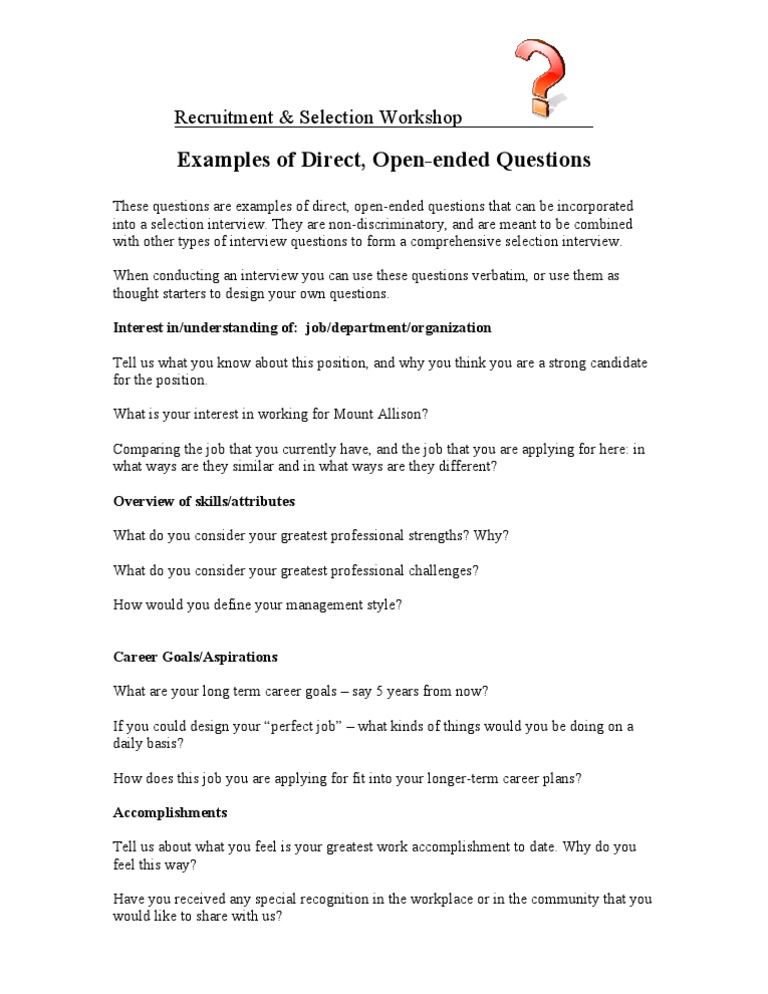 Open Ended Questions | PDF