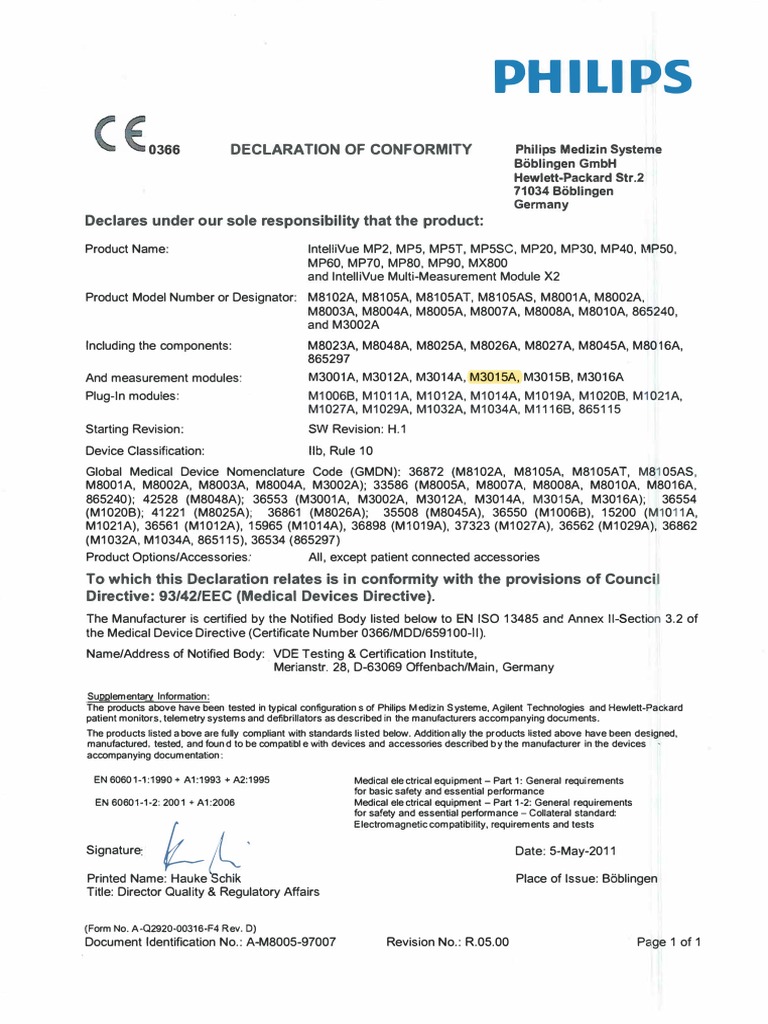 Philips Medical Device Compliance Declaration | PDF | Medical Device ...