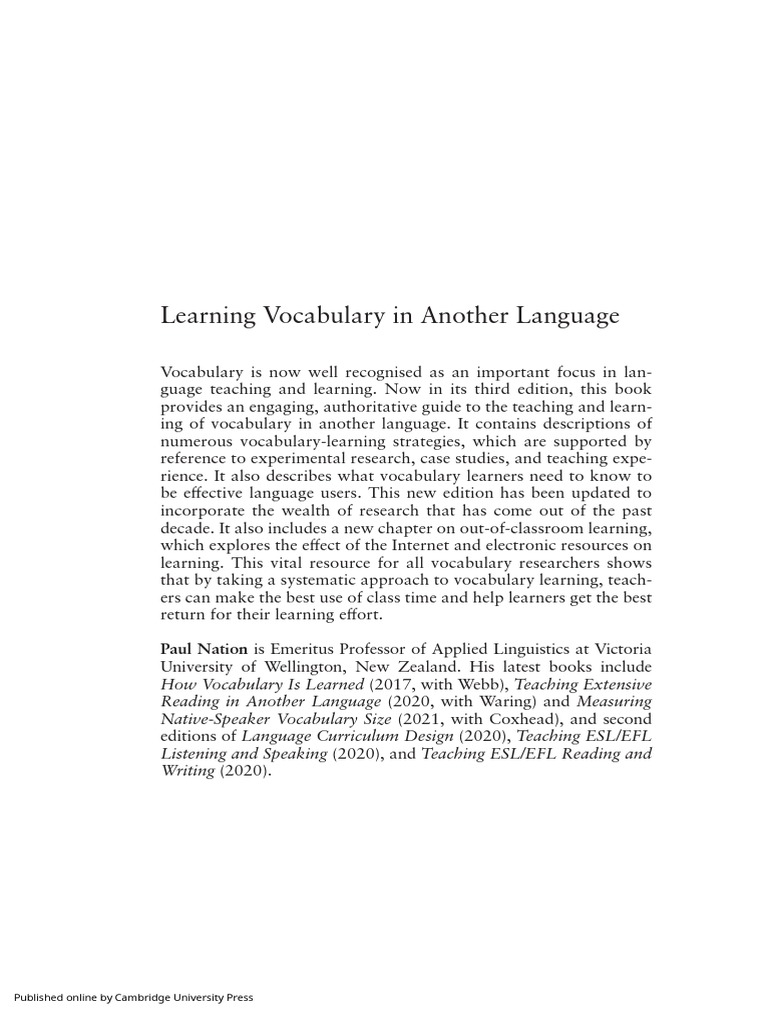 Learning vocabulary in another language pdf pdf vocabulary fluency
