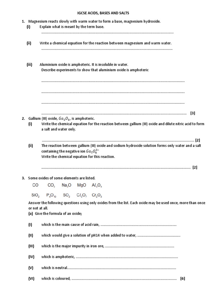 Igcse Acids, Bases and Salts PDF | PDF | Precipitation (Chemistry ...