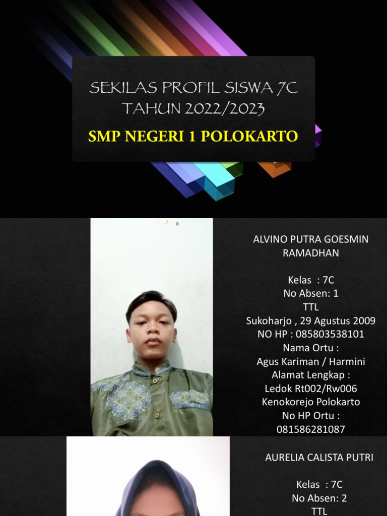 7C - Sekilas Profil Siswa 7C PDF | PDF