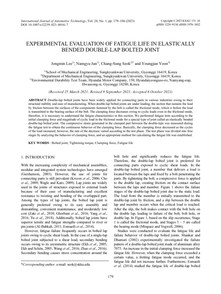 Experimental Evaluation of Fatigue Life in Elastically Bended Double