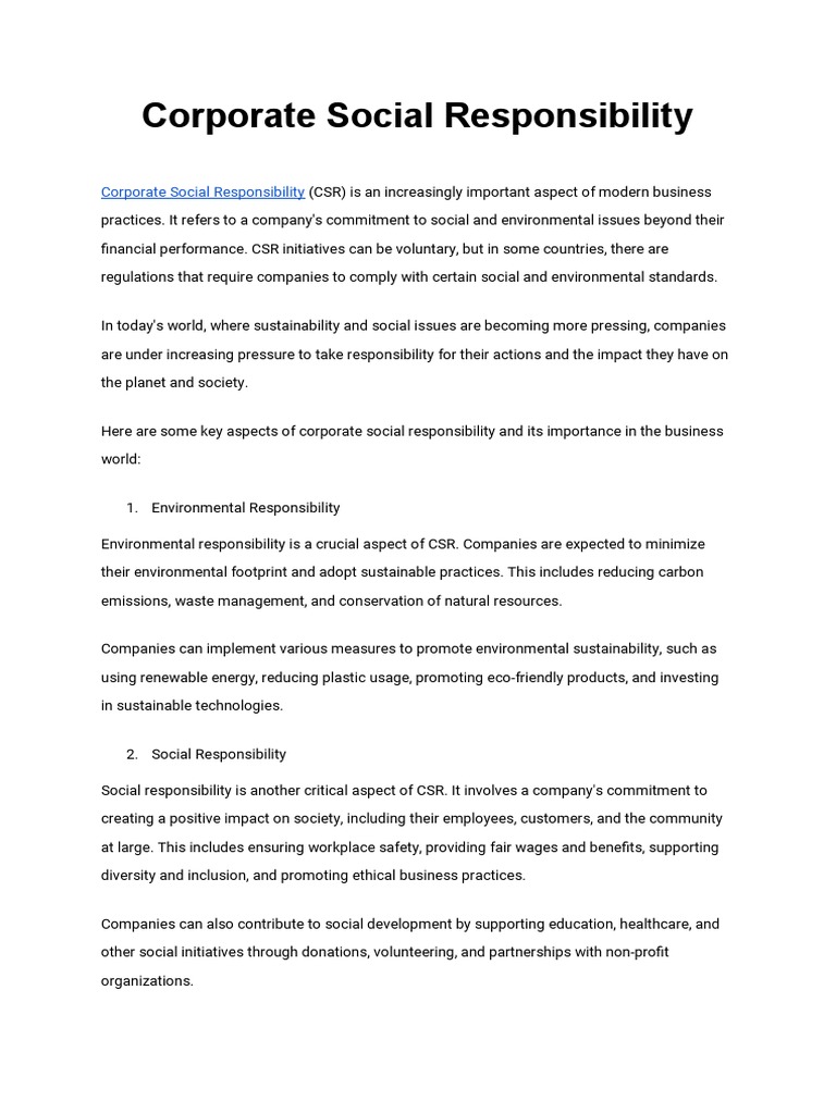 Corporate Social Responsibility | Download Free PDF | Corporate Social ...