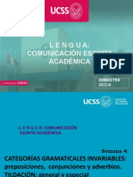 Semana 4: categorías gramaticales invariables y tildación