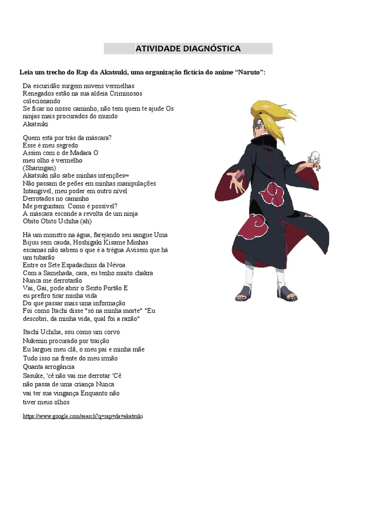 Parte 1  Rap da Akatsuki (Naruto) - OS NINJAS MAIS PROCURADOS DO