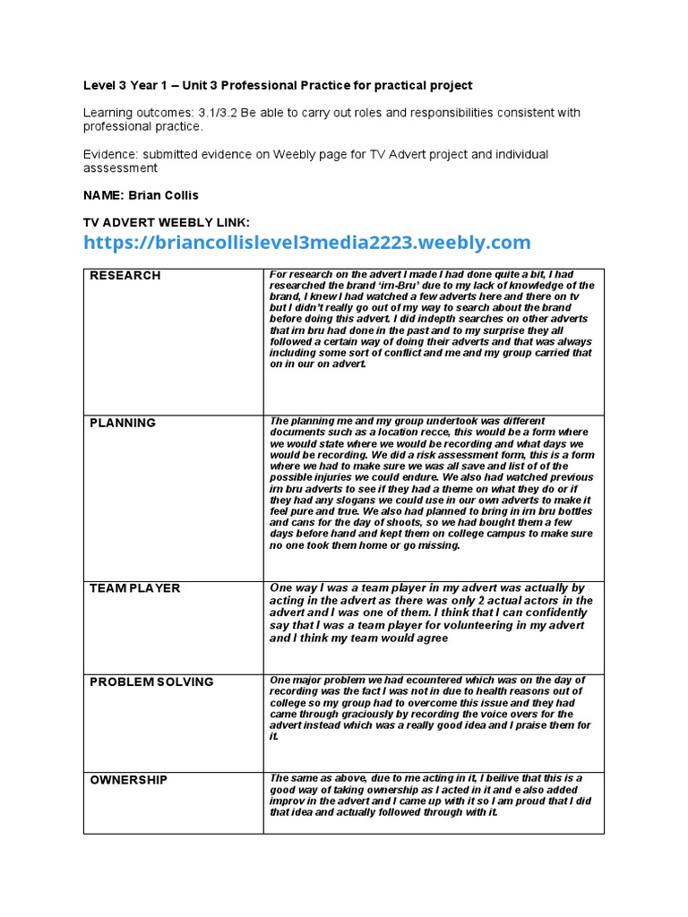 Professional Practice in TV Advert Project | PDF | Cognition