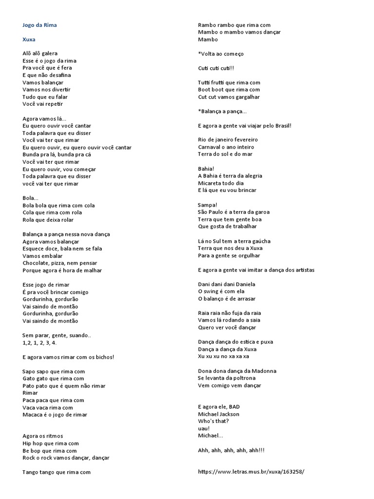 Jogo Da Rima Música | PDF