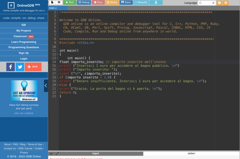 GDB Online Debugger Compiler - Code, Compile, Run, Debug Online C, C++ ...