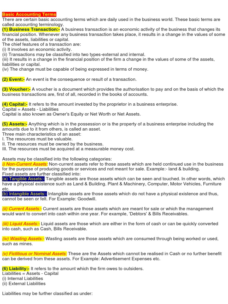 Basic Accounting Terms.pdf | PDF | Expense | Inventory